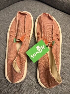 Sanuk Pink Coral Slip-On Hemp Casual Shoe Sz 9